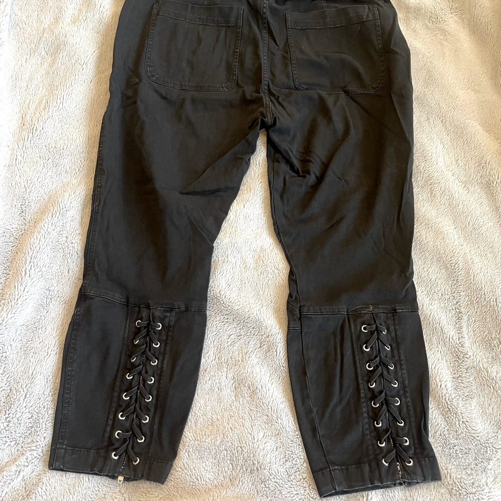 Current Elliot Black moto trousers with back leg lace up detail